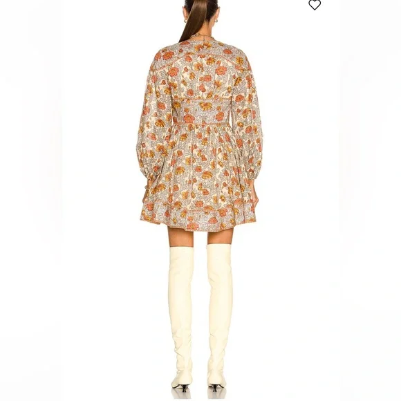 Zimmermann Andie Buttoned Mini Dress in Blue Floral 0P - Picture 8 of 14